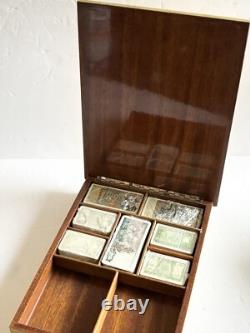 1990s Vintage Poker Gaming Set 50 100 1000 5000 LIRE Chips Handmade Wood Box