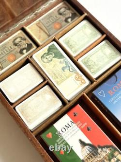 1990s Vintage Poker Gaming Set 50 100 1000 5000 LIRE Chips Handmade Wood Box