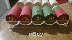 200 PAULSON TOP HAT AND CANE FUN NITE POKER CHIPS SET + 20 Bursts