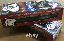 (200) Two Sets Official World Poker Tour 100 11.5g Clay With Black Dealer Tray