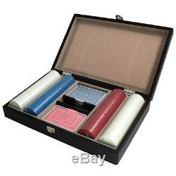 200 pc Poker Chip Game Set Wood Wooden Case Holder Box 2 Decks Cards 8.5g Chips
