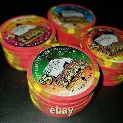 24 Pc Fiesta Casino'97-'98 Royal Flush $5 Chip Set Ltd 750 Las Vegas MINT
