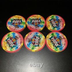 24 Pc Fiesta Casino'97-'98 Royal Flush $5 Chip Set Ltd 750 Las Vegas MINT