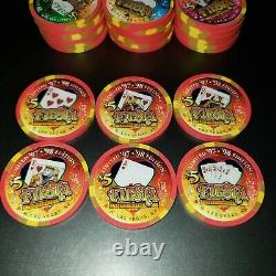 24 Pc Fiesta Casino'97-'98 Royal Flush $5 Chip Set Ltd 750 Las Vegas MINT