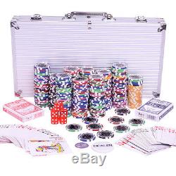 300 Chips Poker Chip Set withAluminium Case Dealer 11.5g Casino Cards Dice Games