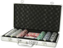 300 Clay Poker Chip Set Aluminum Case Professional Texas Hold'em Cards Dice NEW