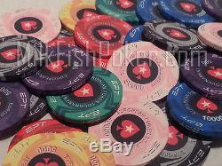 300 EPT Ceramic Poker Chip Set with Black ABS Case, Cards, Button + Dice