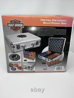 300 Piece 11.5 Gram Harley Davidson Skulls Poker Chip Set Harley Aluminum Case