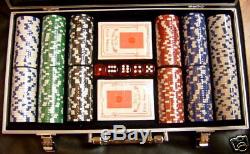 300 Piece 11.5 gram Poker Chip Set & Case & Dice NEW