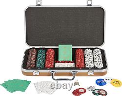 -300 Piece 14 Gram Clay Composite Poker Chip Set with Case. Premium Playing Card
