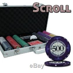 300 Piece Scroll 10 Gram Ceramic Poker Chip Set with Aluminum Case (Custom) New