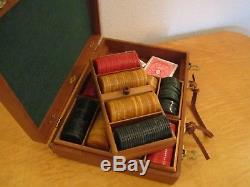 300 Vintage Bakelite/Catalin Poker Chips in Game Case Set by Lowe, 1930s-1940s