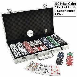 300 pcs Casino Style Poker Chips Set with a Aluminum Finish Case