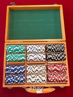 300pc Poker Set Includes -Wood Carrying Case 2 Playing Cards dealer chip