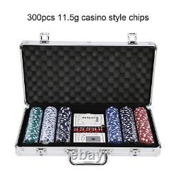 300pcs 11.5g Poker Chips Set With Aluminum Case Dice Poker Ga