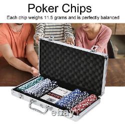 300pcs 11.5g Poker Chips Set With Aluminum Case Dice Poker Ga