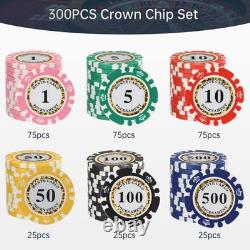300pcs Clay Poker Chips Denominations 13.5 Grams Casino Poker Chips Set Black