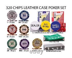 320 Piece Pro Poker Clay Poker Set 2X Plastic Cards with Cutting Cards Re