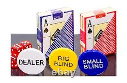 320 Piece Pro Poker Clay Poker Set 2X Plastic Cards with Cutting Cards Re