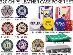 320 Piece Pro Poker Clay Poker Set 2X Plastic Cards with Cutting Cards case