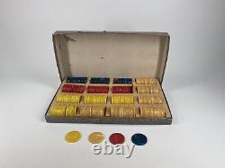 380 Rare 1.5 Bakelite Catalin Poker Chips White Red Blue Yellow Set Swirl