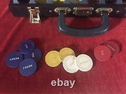 390 Old School Clay Poker Chips Set Tournament Home Cash Game Ben Frieda RLM VTG