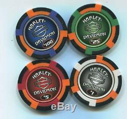 4 pc 4 colors HARLEY DAVIDSON EAGLES poker chip sample set #186