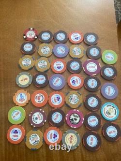 40 High Value Casino Chips Poker-roulette. Chips From Allover The Country