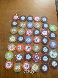 40 High Value Casino Chips Poker-roulette. Chips From Allover The Country