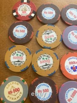 40 High Value Casino Chips Poker-roulette. Chips From Allover The Country