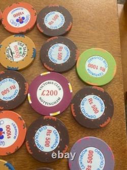40 High Value Casino Chips Poker-roulette. Chips From Allover The Country