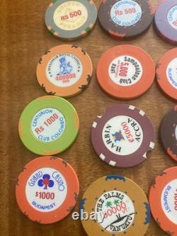 40 High Value Casino Chips Poker-roulette. Chips From Allover The Country