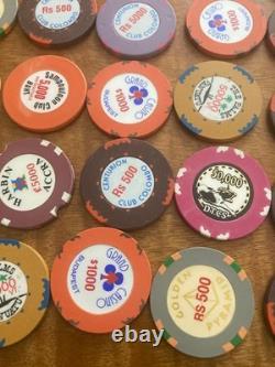 40 High Value Casino Chips Poker-roulette. Chips From Allover The Country