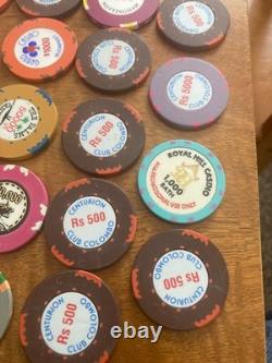 40 High Value Casino Chips Poker-roulette. Chips From Allover The Country