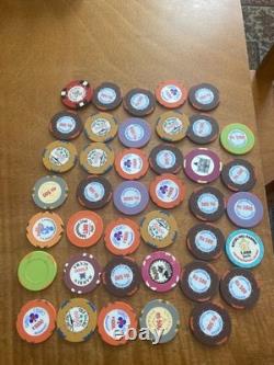 40 High Value Casino Chips Poker-roulette. Chips From Allover The Country