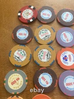 40 High Value Casino Chips Poker-roulette. Chips From Allover The Country
