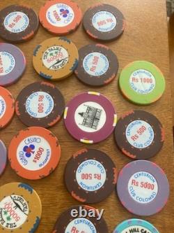 40 High Value Casino Chips Poker-roulette. Chips From Allover The Country