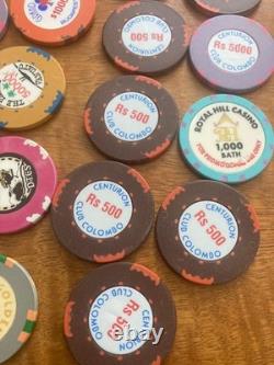 40 High Value Casino Chips Poker-roulette. Chips From Allover The Country