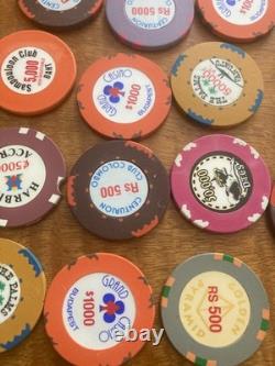 40 High Value Casino Chips Poker-roulette. Chips From Allover The Country