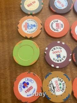 40 High Value Casino Chips Poker-roulette. Chips From Allover The Country