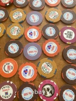 40 High Value Casino Chips Poker-roulette. Chips From Allover The Country