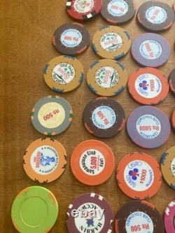 40 High Value Casino Chips Poker-roulette. Chips From Allover The Country