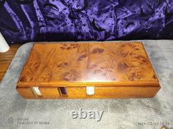 43mm Burl Briarwood Poker Set Made in Italy Unused Acrylic chips 18mm dice