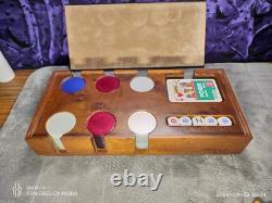 43mm Burl Briarwood Poker Set Made in Italy Unused Acrylic chips 18mm dice