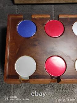 43mm Burl Briarwood Poker Set Made in Italy Unused Acrylic chips 18mm dice