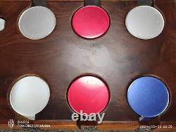43mm Burl Briarwood Poker Set Made in Italy Unused Acrylic chips 18mm dice