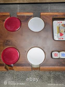 43mm Burl Briarwood Poker Set Made in Italy Unused Acrylic chips 18mm dice