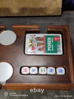 43mm Burl Briarwood Poker Set Made in Italy Unused Acrylic chips 18mm dice