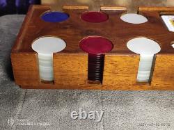 43mm Burl Briarwood Poker Set Made in Italy Unused Acrylic chips 18mm dice