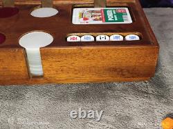 43mm Burl Briarwood Poker Set Made in Italy Unused Acrylic chips 18mm dice